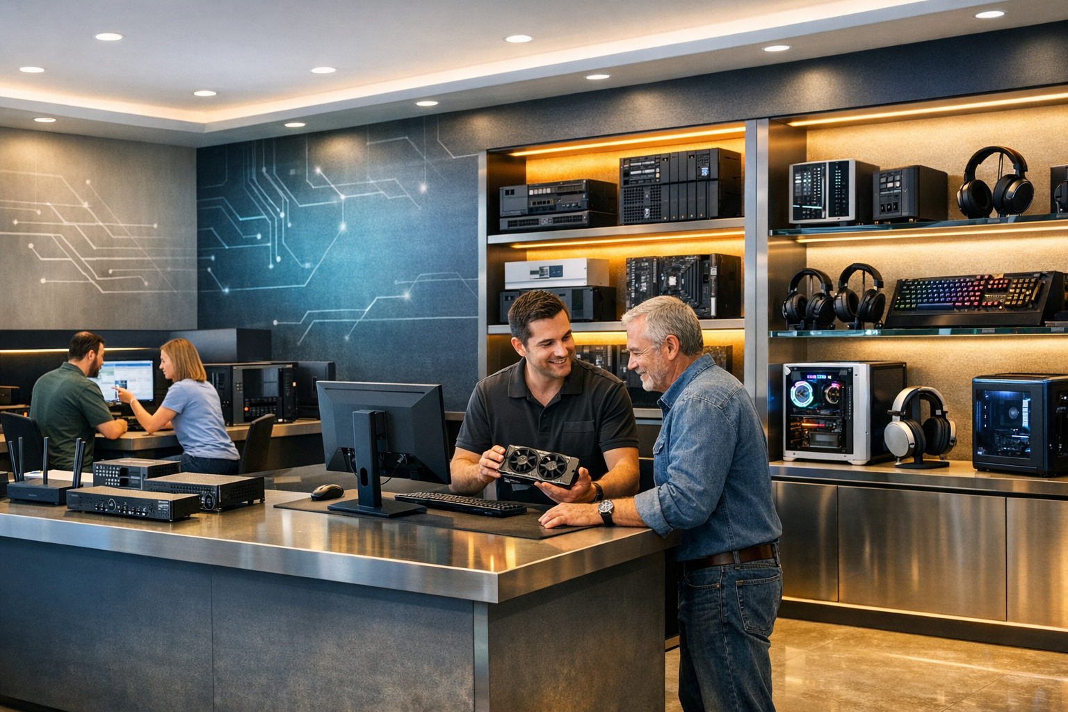 Computer hardware consultation and premium IT solutions display